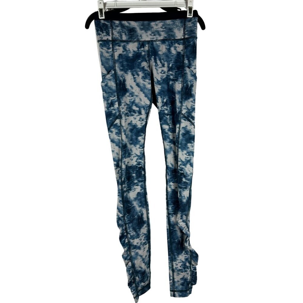 Lululemon Womens Size 2 Tie-Dye High-Waist Leggings Blue & White Performance